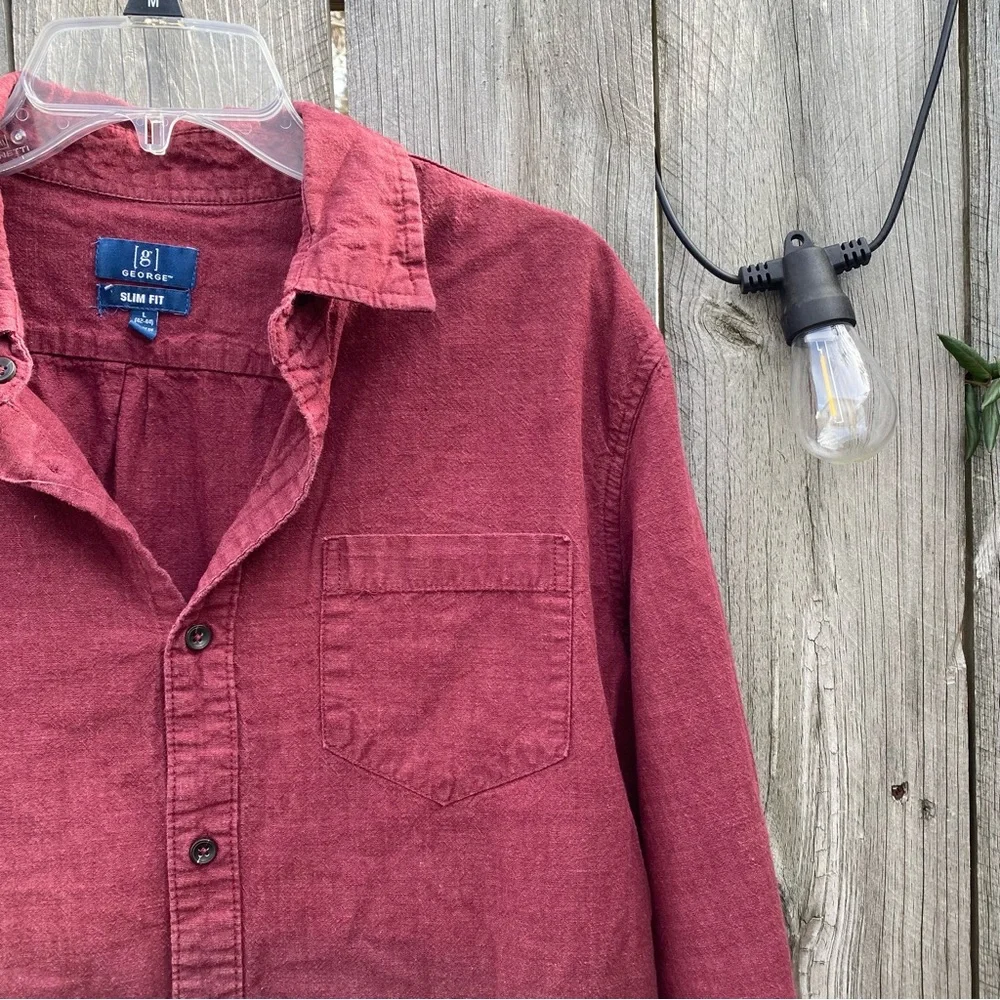 Ombre Gradient George Button Down Shirt Mens‎ Large Burgundy Purple
